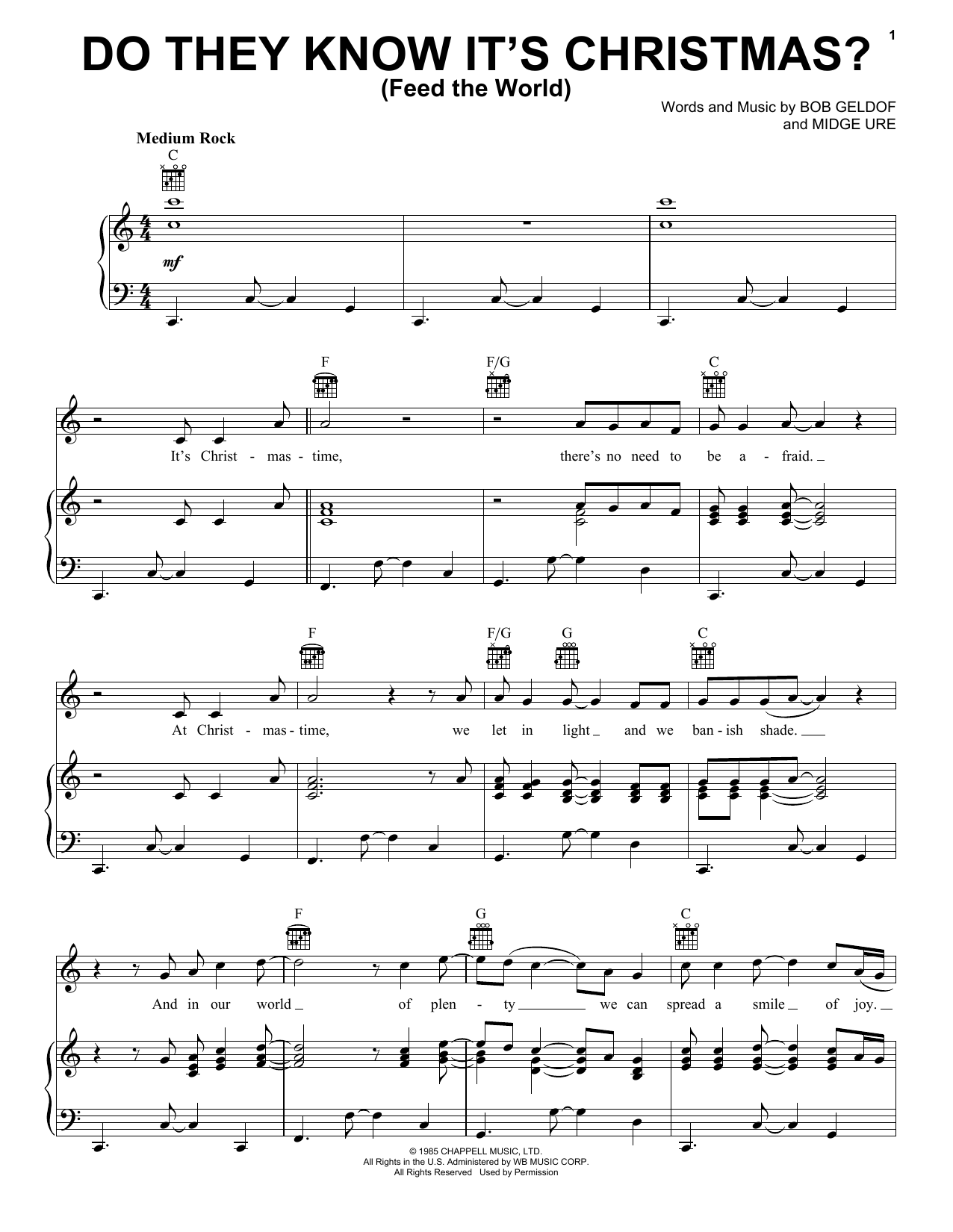 Learn to play Band Aid Do They Know It's Christmas? sheet music for Piano, Vocal & Guitar (Right-Hand Melody) in minutes. Band Aid Do They Know It's Christmas? sheet music notes and chords