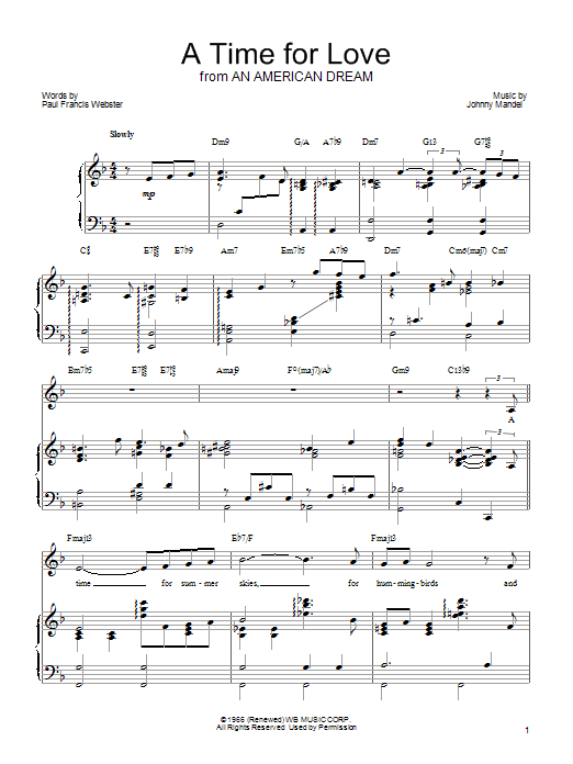 Barbra Streisand A Time For Love sheet music preview music notes and score for E-Z Play Today including 2 page(s)