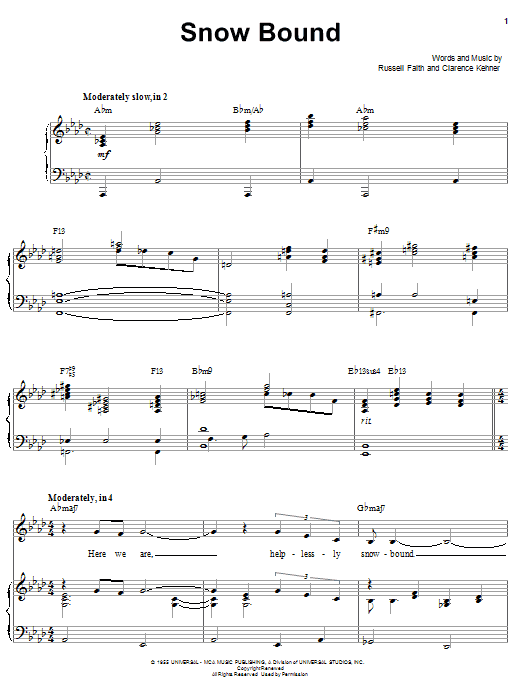 Learn to play Barbra Streisand Snow Bound sheet music for Piano, Vocal & Guitar (Right-Hand Melody) in minutes. Barbra Streisand Snow Bound sheet music preview music notes and score for Piano, Vocal & Guitar (Right-Hand Melody) including 5 page(s)