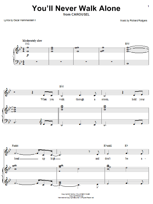 Learn to play Barbra Streisand You'll Never Walk Alone sheet music for Piano, Vocal & Guitar (Right-Hand Melody) in minutes. Barbra Streisand You'll Never Walk Alone sheet music preview music notes and score for Piano, Vocal & Guitar (Right-Hand Melody) including 8 page(s)
