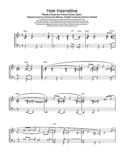 Learn to play Barry Harris How Insensitive sheet music for Piano in minutes. Barry Harris How Insensitive sheet music notes and chords