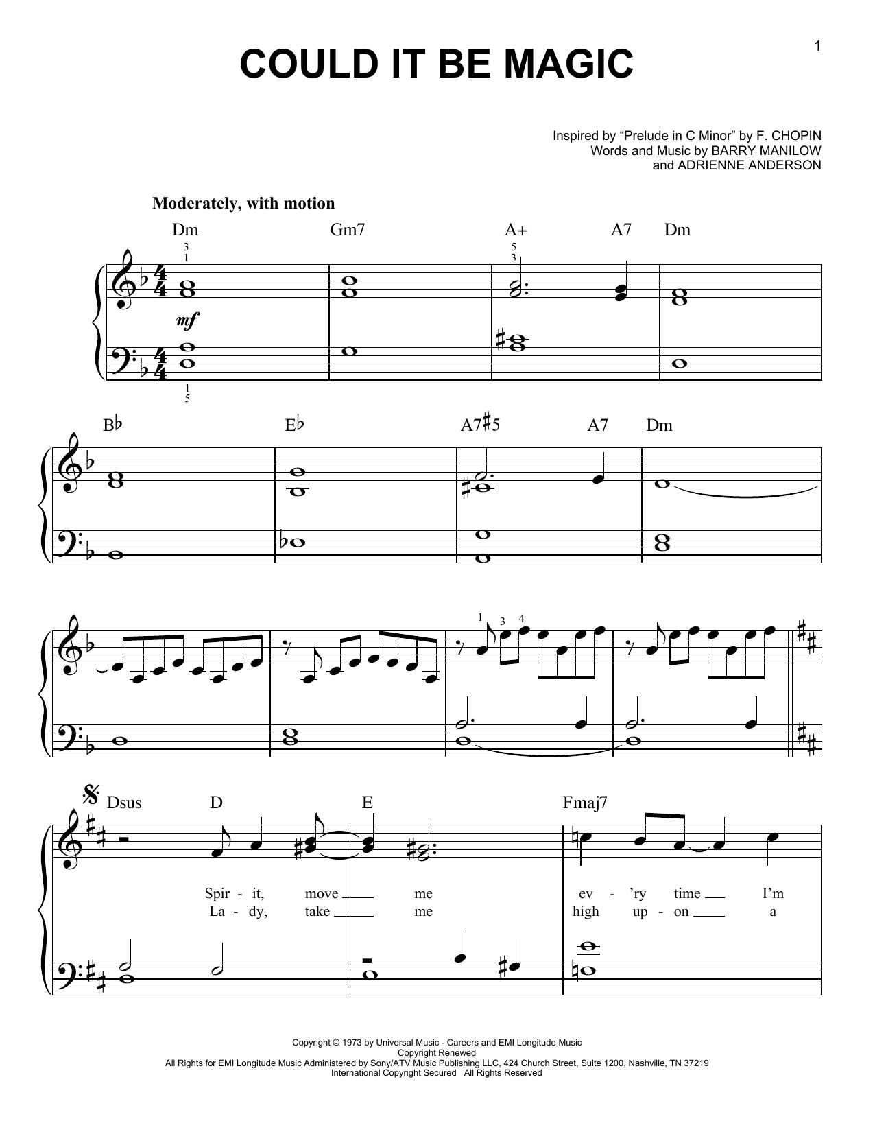 Learn to play Barry Manilow Could It Be Magic sheet music for Piano, Vocal & Guitar (Right-Hand Melody) in minutes. Barry Manilow Could It Be Magic sheet music notes and chords