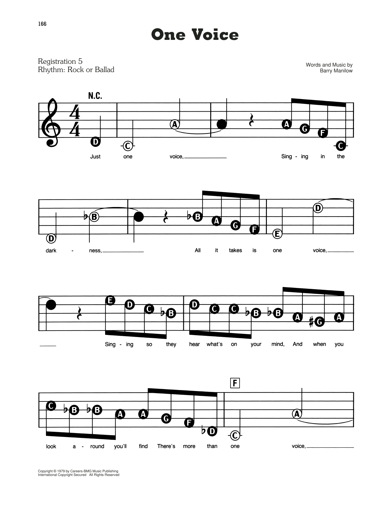 Learn to play Barry Manilow One Voice sheet music for E-Z Play Today in minutes. Barry Manilow One Voice sheet music preview music notes and score for E-Z Play Today including 4 page(s)