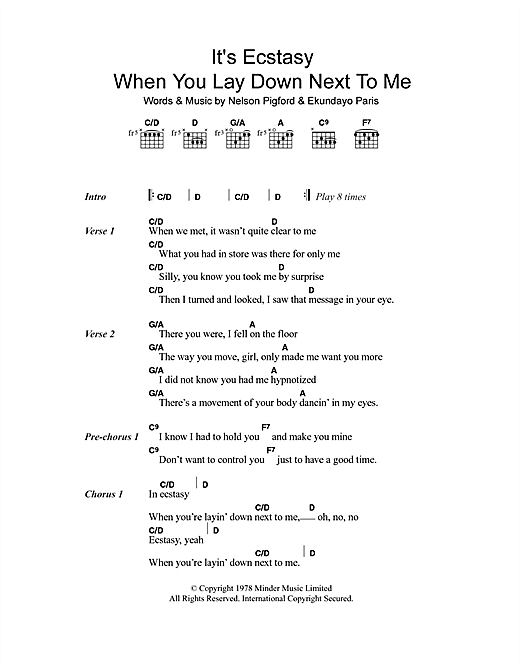 Barry White It's Ecstasy When You Lay Down Next To Me sheet music, chords, lyrics - Printable PDF for Lyrics & Chords