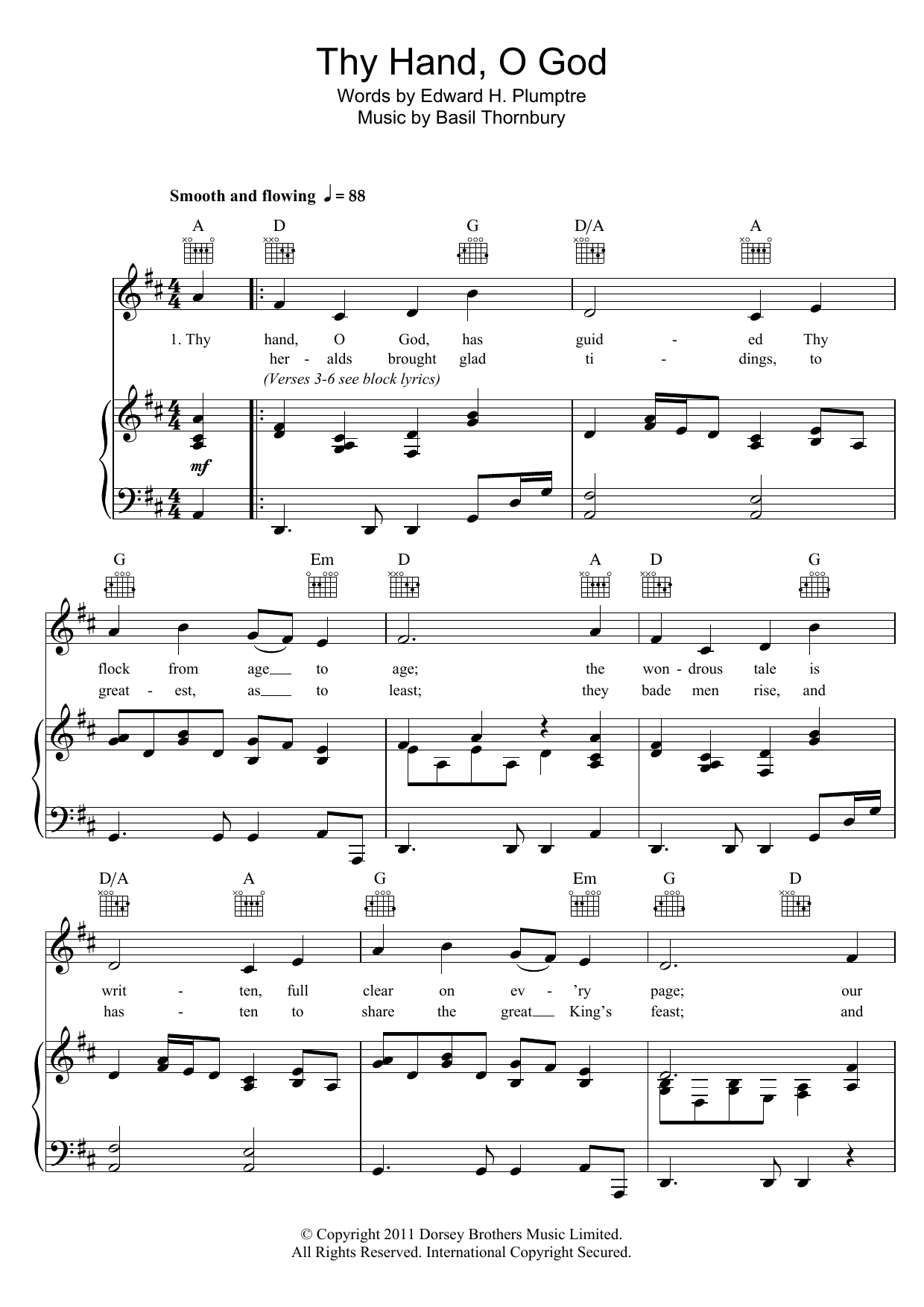 Basil Thornbury Thy Hand, O God sheet music, chords, lyrics - Printable PDF for Piano, Vocal & Guitar (Right-Hand Melody)