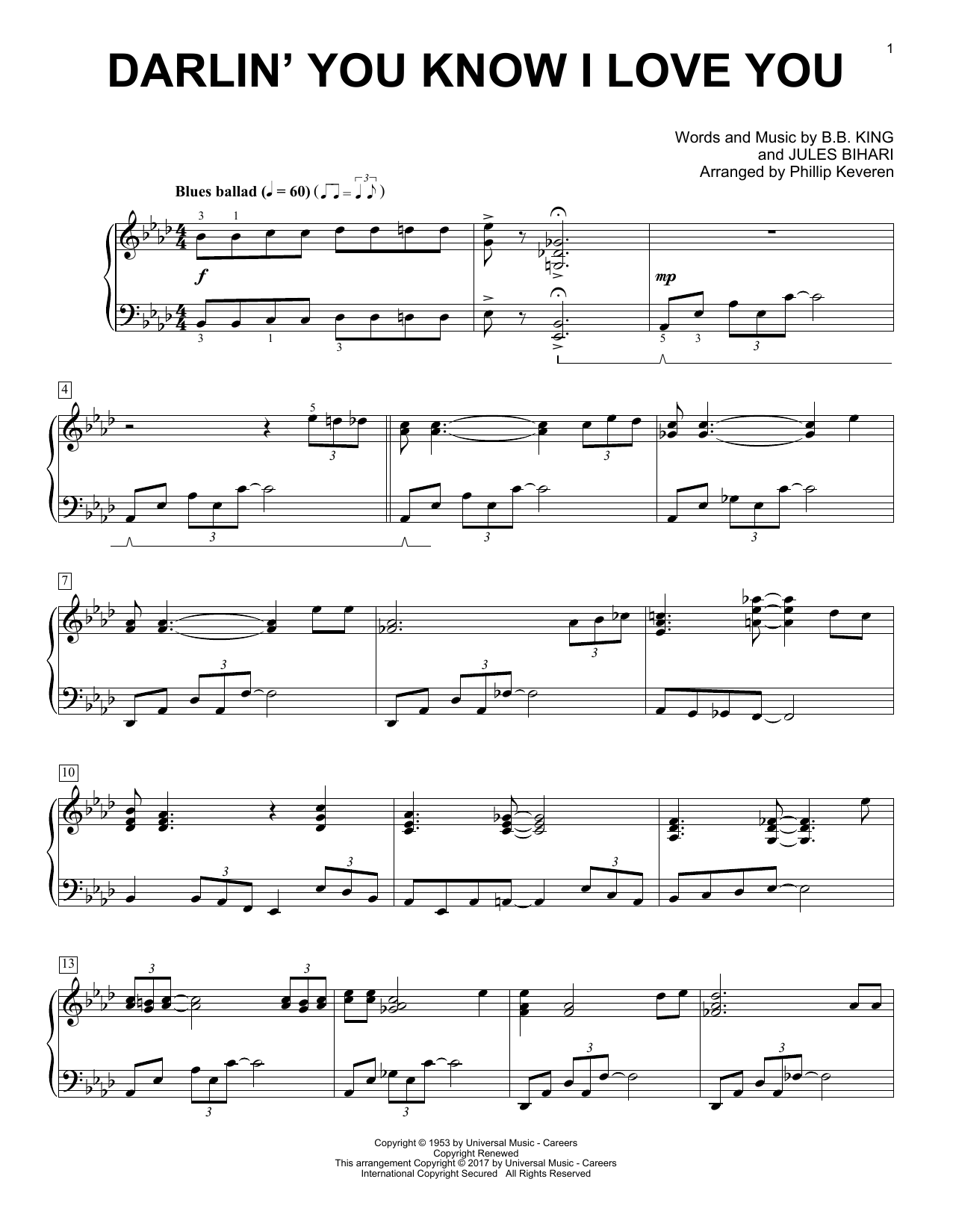 Phillip Keveren Darlin' You Know I Love You sheet music, chords, lyrics - Printable PDF for Piano Solo