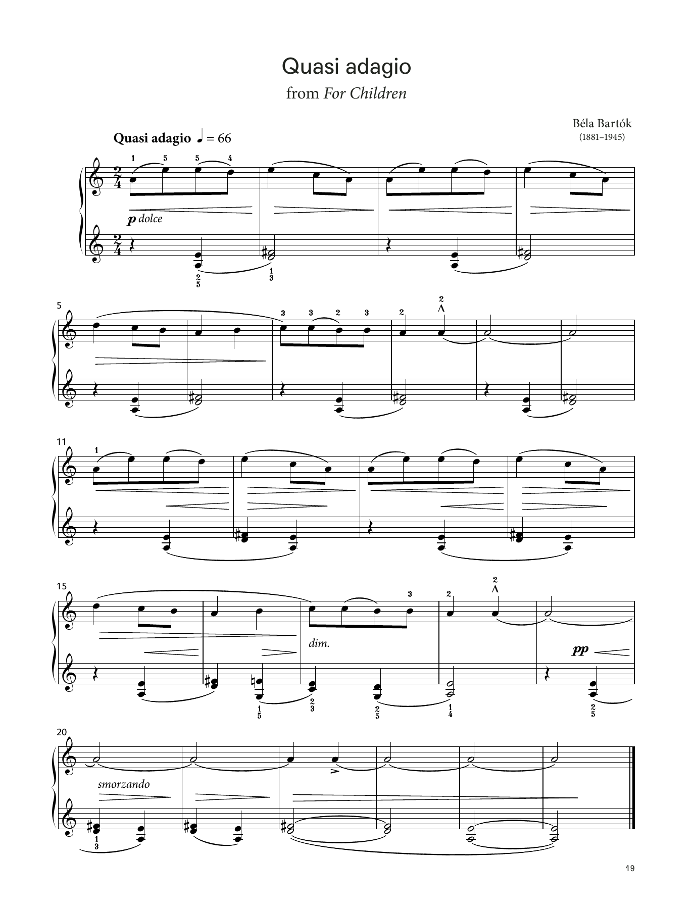 Béla Bartók Quasi Adagio (LCME Piano 2018 Grade 1 List B) sheet music, chords, lyrics - Printable PDF for Piano Solo