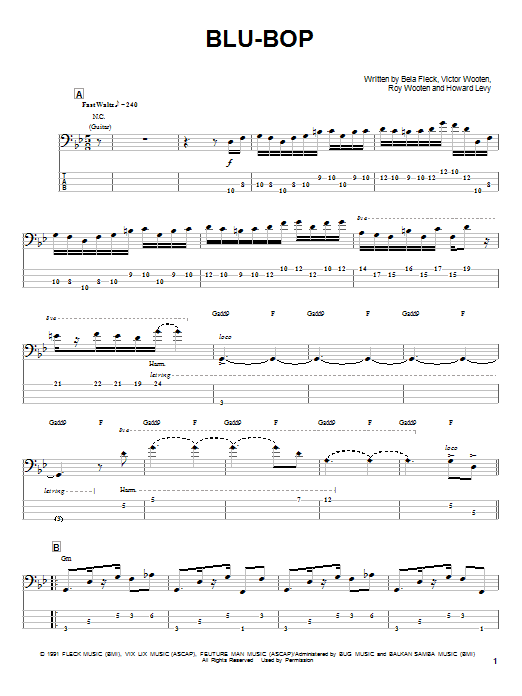 Learn to play Bela Fleck & The Flecktones Blu-Bop sheet music for Bass Guitar Tab in minutes. Bela Fleck & The Flecktones Blu-Bop sheet music notes and chords