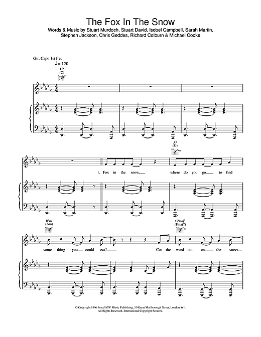 Learn to play Belle & Sebastian Fox In The Snow sheet music for Piano, Vocal & Guitar in minutes. Belle & Sebastian Fox In The Snow sheet music notes and chords