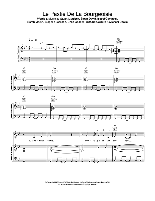 Learn to play Belle & Sebastian Le Pastie De La Bourgeoisie sheet music for Piano, Vocal & Guitar in minutes. Belle & Sebastian Le Pastie De La Bourgeoisie sheet music notes and chords