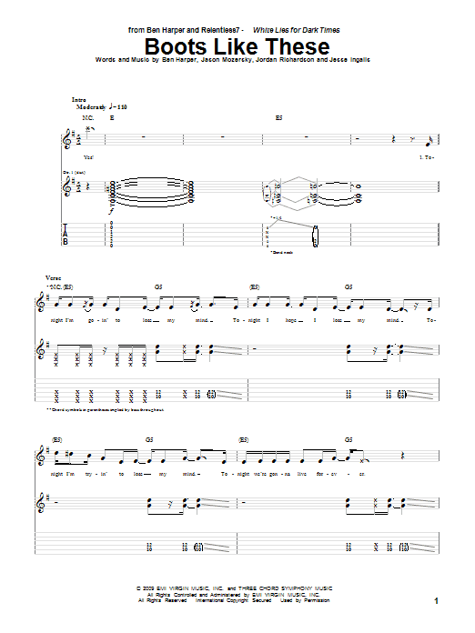 Learn to play Ben Harper and Relentless7 Boots Like These sheet music for Guitar Tab in minutes. Ben Harper and Relentless7 Boots Like These sheet music preview music notes and score for Guitar Tab including 9 page(s)