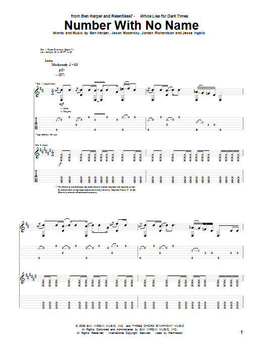 Learn to play Ben Harper and Relentless7 Number With No Name sheet music for Guitar Tab in minutes. Ben Harper and Relentless7 Number With No Name sheet music preview music notes and score for Guitar Tab including 13 page(s)