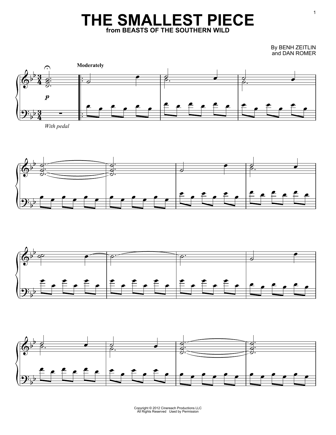 Learn to play Benh Zeitlin The Smallest Piece sheet music for Piano in minutes. Benh Zeitlin The Smallest Piece sheet music preview music notes and score for Piano including 3 page(s)