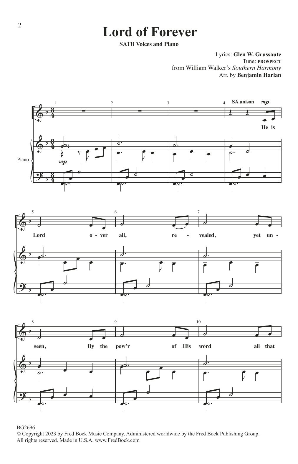 Benjamin Harlan Lord of Forever sheet music, chords, lyrics - Printable PDF for SATB Choir