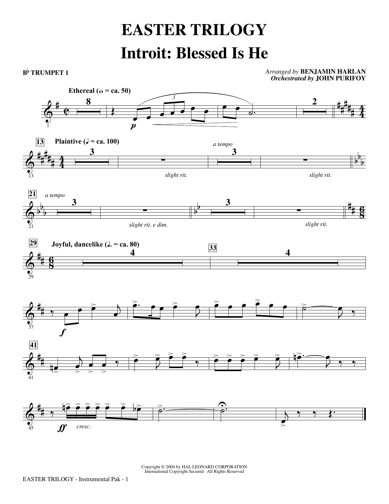 Learn to play Benjamin Harlan Easter Trilogy: A Cantata in Three Suites (Full Orchestra) - Bb Trumpet 1 sheet music for Choir Instrumental Pak in minutes. Benjamin Harlan Easter Trilogy: A Cantata in Three Suites (Full Orchestra) - Bb Trumpet 1 sheet music preview music notes and score for Choir Instrumental Pak including 16 page(s)