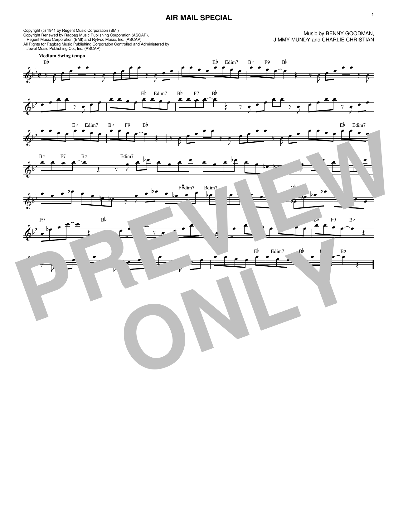 Benny Goodman & His Orchestra Air Mail Special sheet music, chords, lyrics - Printable PDF for Melody Line, Lyrics & Chords