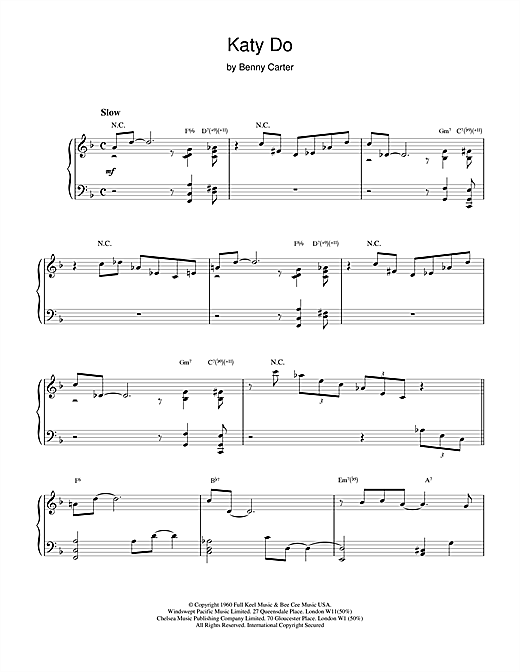 Learn to play Benny Carter Katy Do sheet music for Piano in minutes. Benny Carter Katy Do sheet music notes and chords