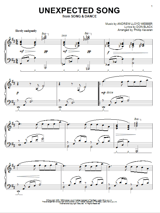 Learn to play Andrew Lloyd Webber Unexpected Song sheet music for Piano in minutes. Andrew Lloyd Webber Unexpected Song sheet music notes and chords