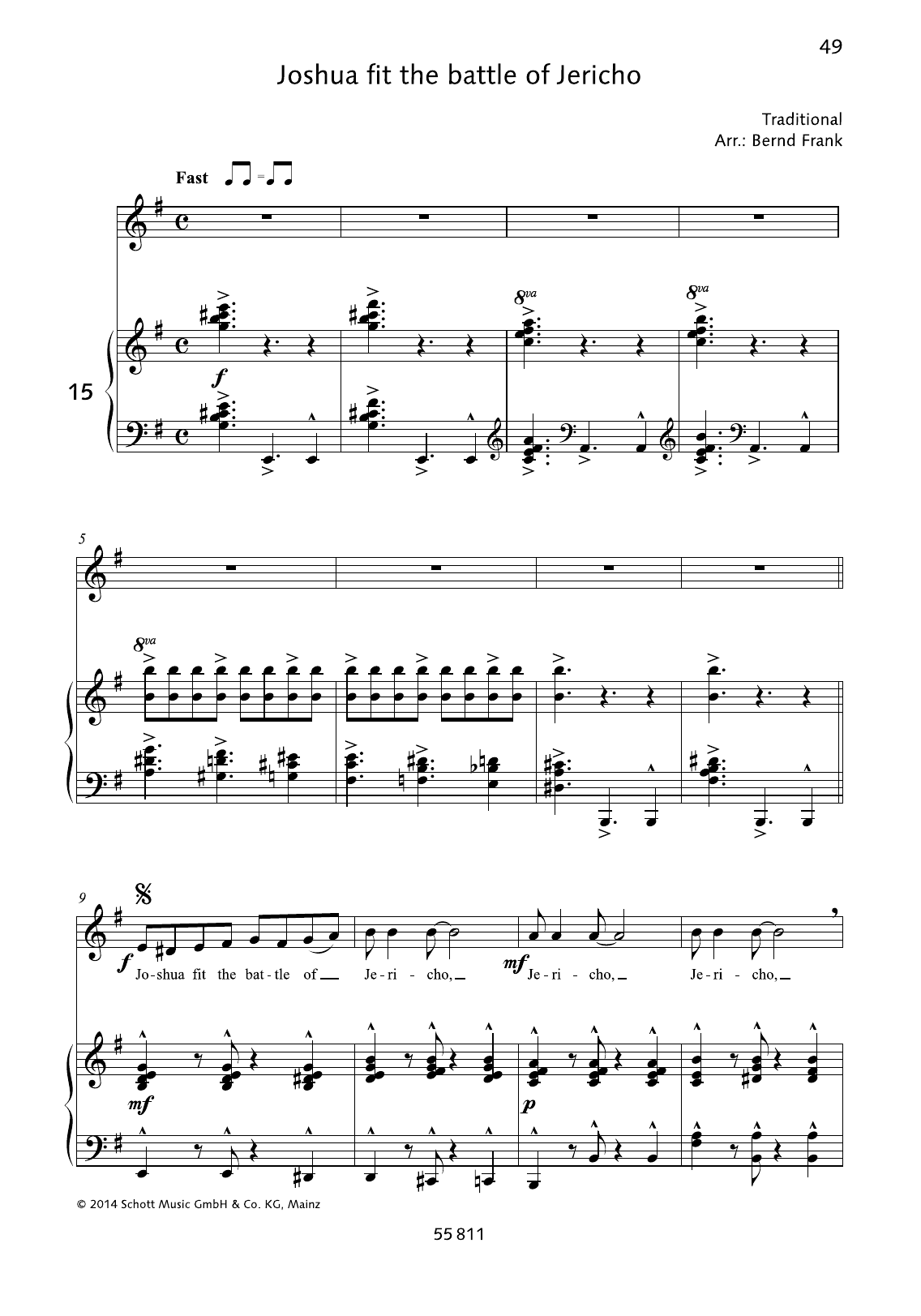 Learn to play Bernd Frank Joshua Fit the Battle of Jericho sheet music for Piano & Vocal in minutes. Bernd Frank Joshua Fit the Battle of Jericho sheet music preview music notes and score for Piano & Vocal including 3 page(s)