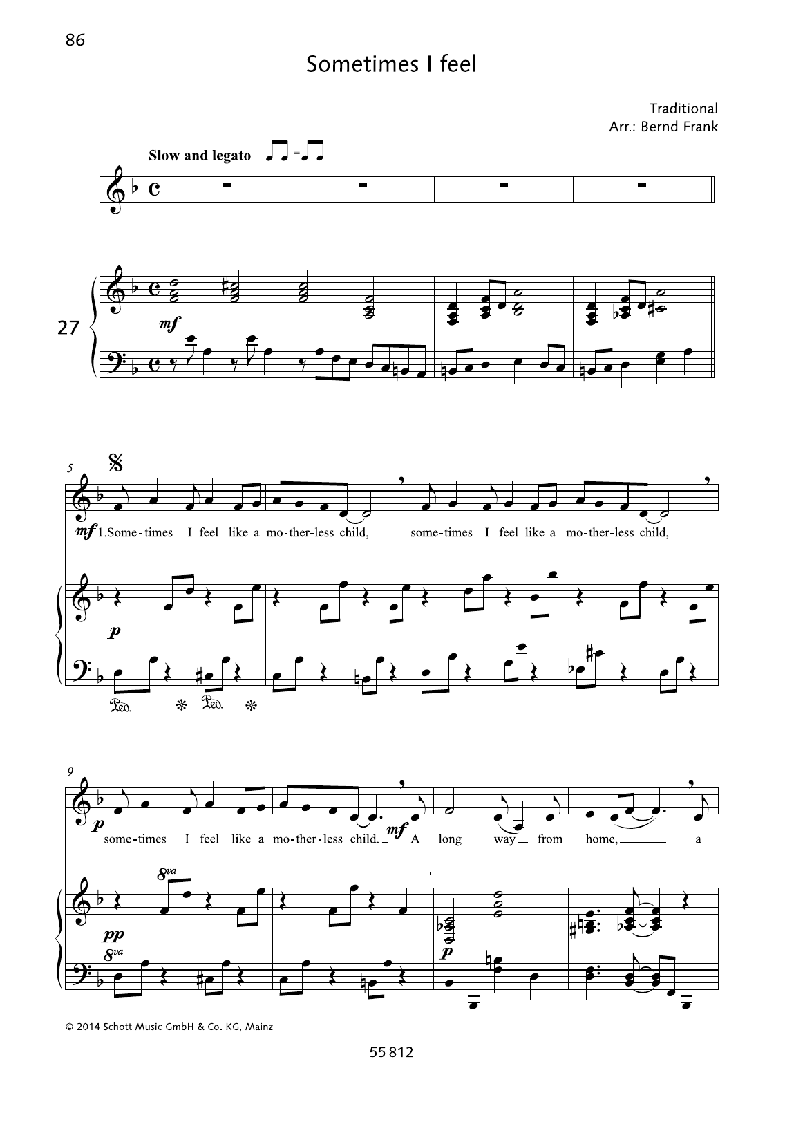 Learn to play Bernd Frank Sometimes I Feel like A Motherless Child sheet music for Piano & Vocal in minutes. Bernd Frank Sometimes I Feel like A Motherless Child sheet music preview music notes and score for Piano & Vocal including 2 page(s)