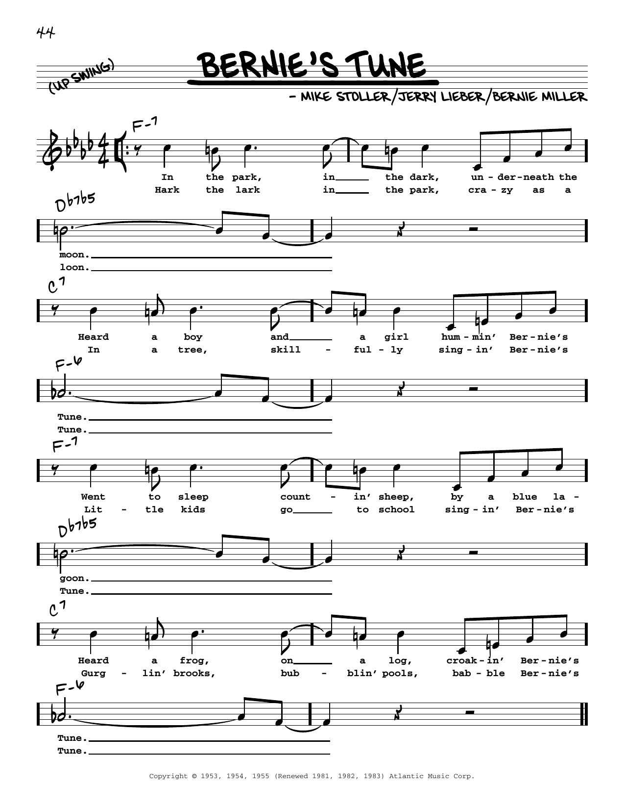 Learn to play Bernie Miller Bernie's Tune (High Voice) sheet music for Real Book – Melody, Lyrics & Chords in minutes. Bernie Miller Bernie's Tune (High Voice) sheet music preview music notes and score for Real Book – Melody, Lyrics & Chords including 2 page(s)