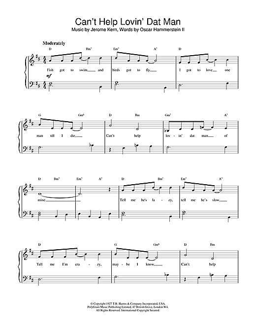 Learn to play Bessie Smith Can't Help Lovin' Dat Man (from Show Boat) sheet music for Piano in minutes. Bessie Smith Can't Help Lovin' Dat Man (from Show Boat) sheet music notes and chords