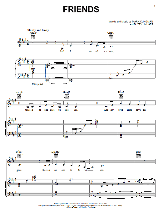 Learn to play Bette Midler Friends sheet music for Piano, Vocal & Guitar (Right-Hand Melody) in minutes. Bette Midler Friends sheet music preview music notes and score for Piano, Vocal & Guitar (Right-Hand Melody) including 6 page(s)