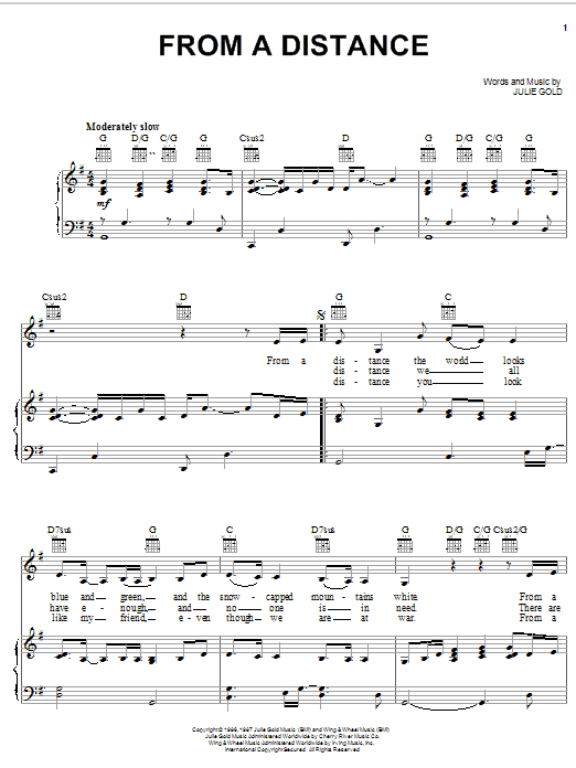 Learn to play Bette Midler From A Distance sheet music for Easy Piano in minutes. Bette Midler From A Distance sheet music notes and chords