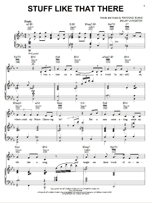 Learn to play Bette Midler Stuff Like That There sheet music for Piano, Vocal & Guitar (Right-Hand Melody) in minutes. Bette Midler Stuff Like That There sheet music preview music notes and score for Piano, Vocal & Guitar (Right-Hand Melody) including 7 page(s)