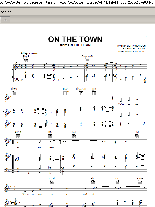 Learn to play Betty Comden On The Town sheet music for Piano, Vocal & Guitar (Right-Hand Melody) in minutes. Betty Comden On The Town sheet music preview music notes and score for Piano, Vocal & Guitar (Right-Hand Melody) including 5 page(s)