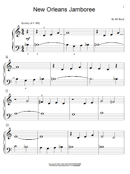 Bill Boyd New Orleans Jamboree sheet music, chords, lyrics - Printable PDF for Easy Piano