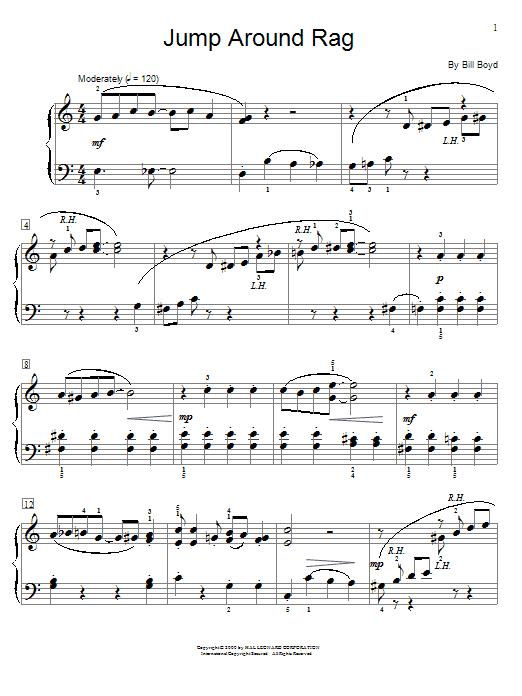Learn to play Bill Boyd Jump Around Rag sheet music for Easy Piano in minutes. Bill Boyd Jump Around Rag sheet music preview music notes and score for Easy Piano including 3 page(s)