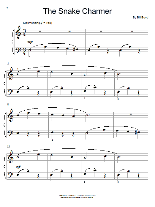 Learn to play Bill Boyd The Snake Charmer sheet music for Easy Piano in minutes. Bill Boyd The Snake Charmer sheet music preview music notes and score for Easy Piano including 3 page(s)