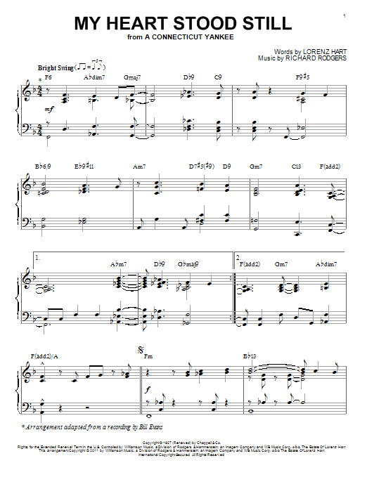 Learn to play Bill Evans My Heart Stood Still sheet music for Piano in minutes. Bill Evans My Heart Stood Still sheet music preview music notes and score for Piano including 4 page(s)