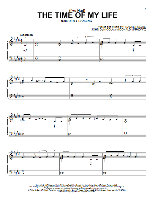 Learn to play Bill Medley and Jennifer Warnes (I've Had) The Time Of My Life sheet music for Piano, Vocal & Guitar (Right-Hand Melody) in minutes. Bill Medley and Jennifer Warnes (I've Had) The Time Of My Life sheet music notes and chords