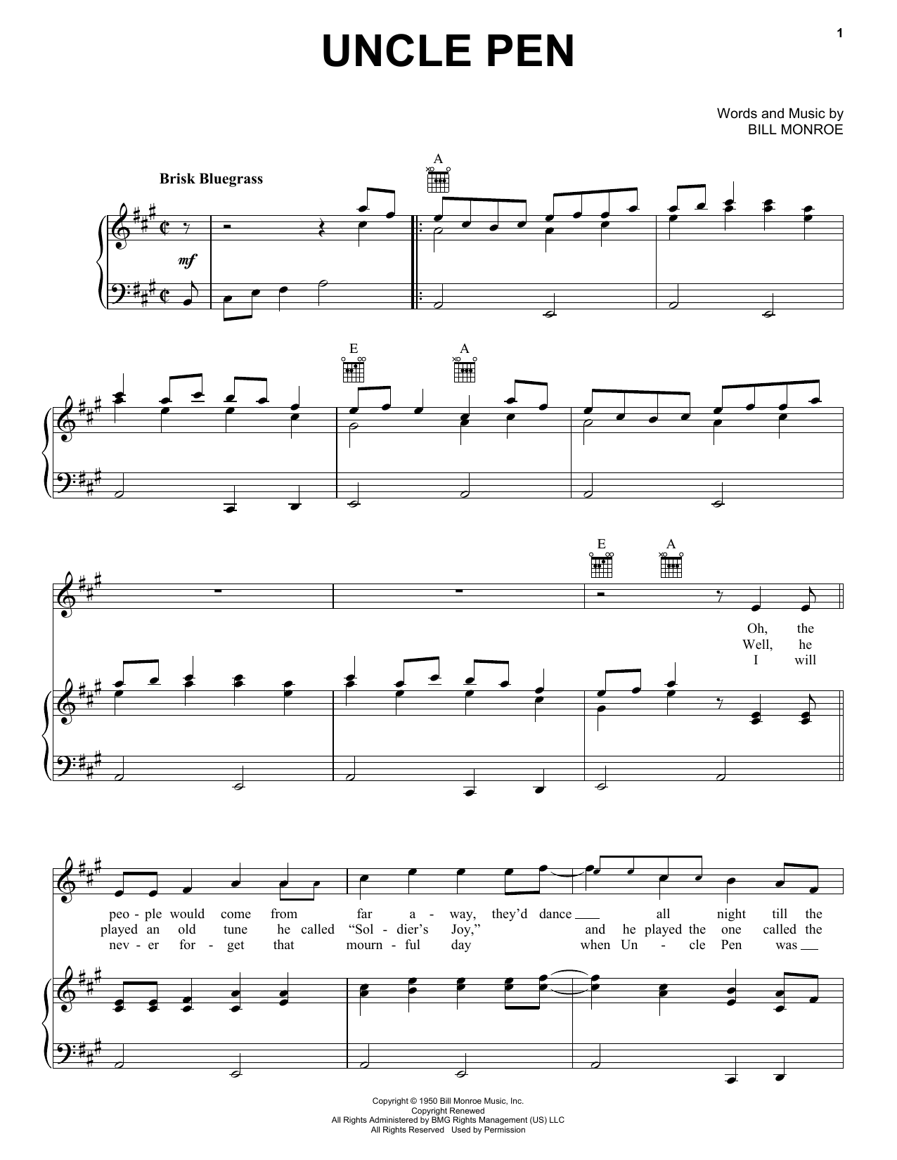 Learn to play Bill Monroe Uncle Pen sheet music for Guitar Tab in minutes. Bill Monroe Uncle Pen sheet music preview music notes and score for Guitar Tab including 2 page(s)
