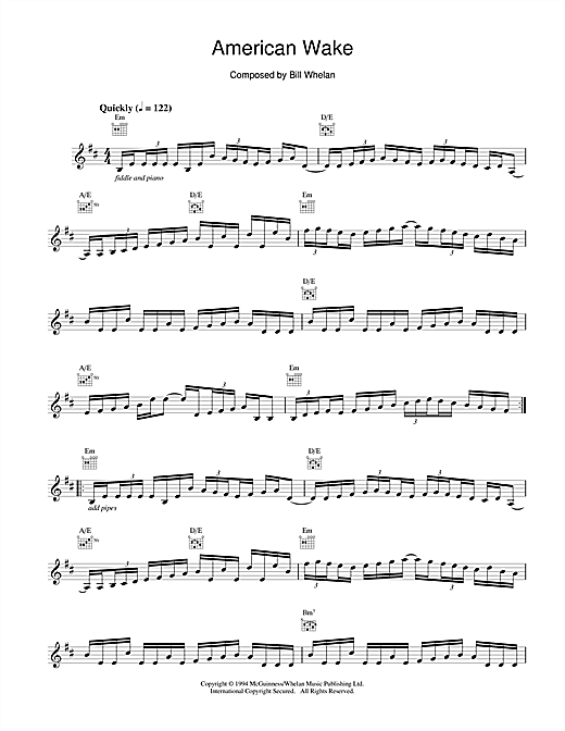 Learn to play Bill Whelan American Wake (from Riverdance) sheet music for Piano in minutes. Bill Whelan American Wake (from Riverdance) sheet music notes and chords