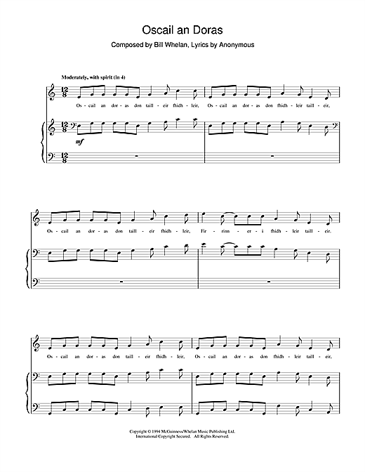 Learn to play Bill Whelan Oscail an Doras (from Riverdance) sheet music for Piano in minutes. Bill Whelan Oscail an Doras (from Riverdance) sheet music notes and chords