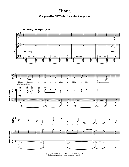 Learn to play Bill Whelan Shivna (from Riverdance) sheet music for Piano in minutes. Bill Whelan Shivna (from Riverdance) sheet music notes and chords