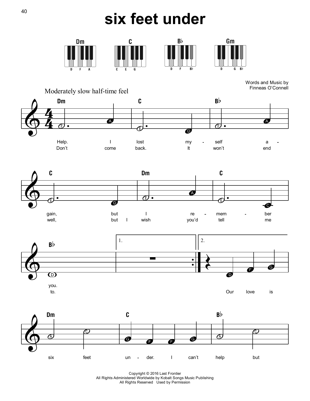 images Six Feet Under Billie Eilish Guitar Chords sheet music