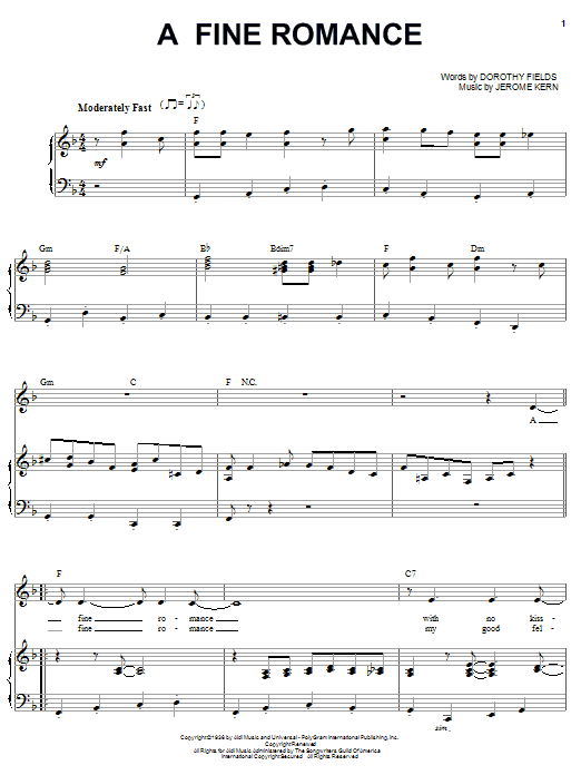 Learn to play Billie Holiday A Fine Romance sheet music for Piano, Vocal & Guitar (Right-Hand Melody) in minutes. Billie Holiday A Fine Romance sheet music preview music notes and score for Piano, Vocal & Guitar (Right-Hand Melody) including 4 page(s)