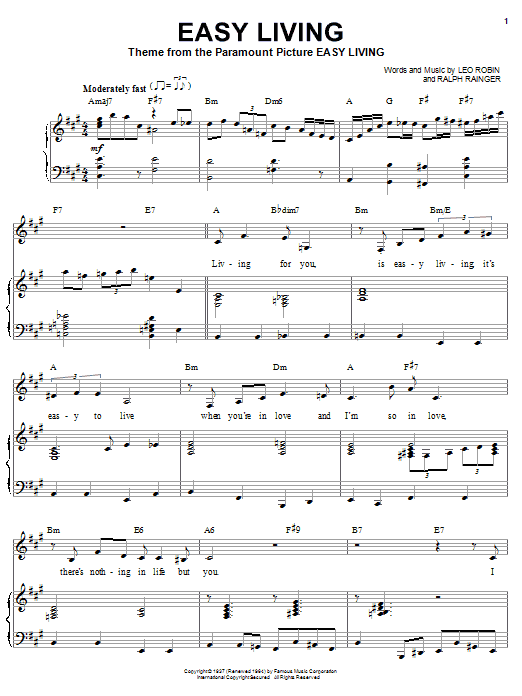 Learn to play Billie Holiday Easy Living sheet music for Piano in minutes. Billie Holiday Easy Living sheet music notes and chords