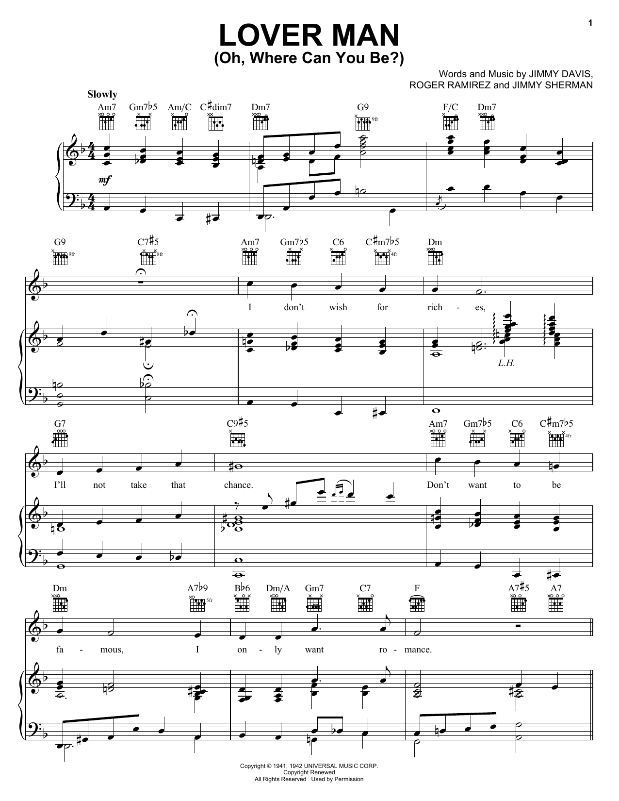 Billie Holiday Lover Man (Oh, Where Can You Be?) sheet music preview music notes and score for E-Z Play Today including 3 page(s)