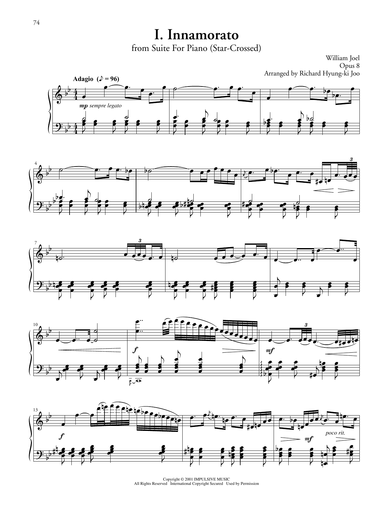 Billy Joel Innamorato From Suite For Piano sheet music, chords, lyrics - Printable PDF for Piano Solo