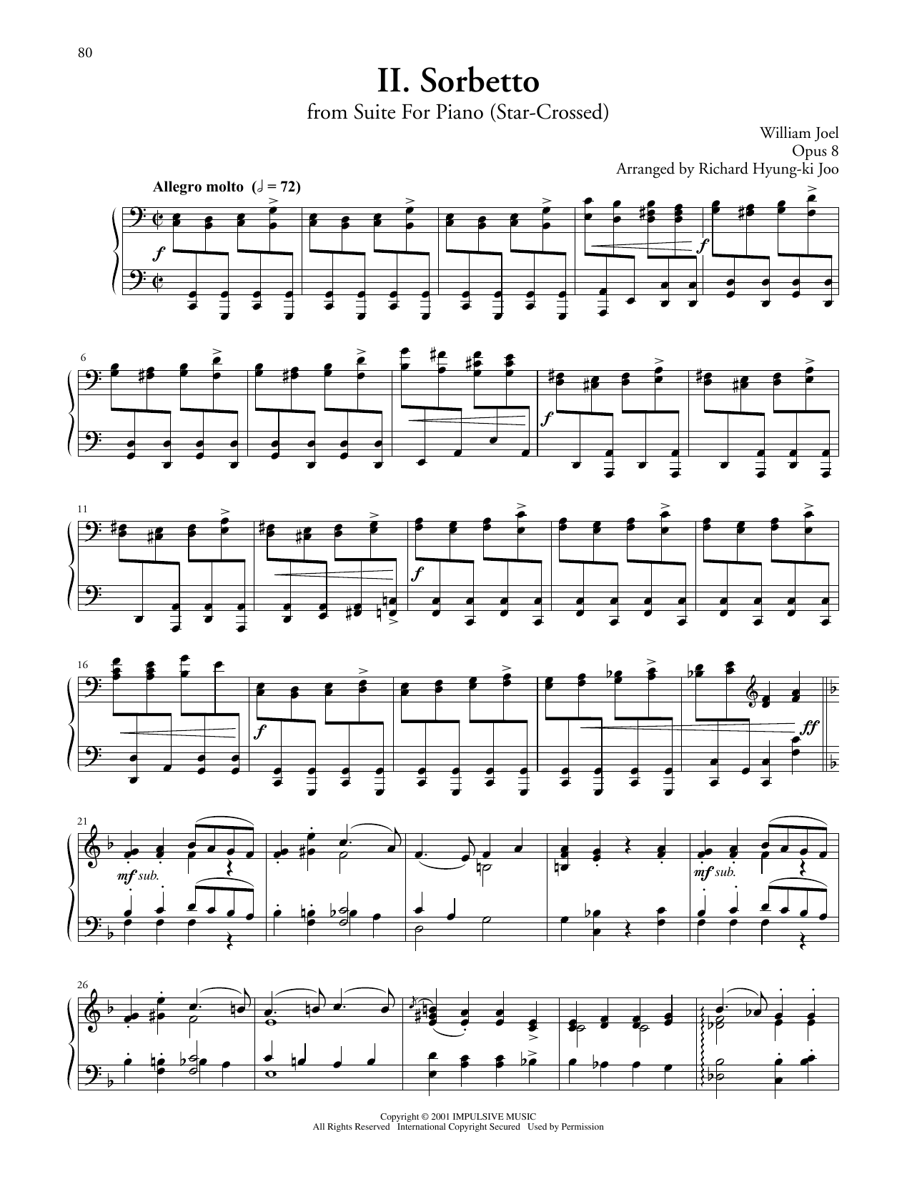 Billy Joel Sorbetto From Suite For Piano sheet music, chords, lyrics - Printable PDF for Piano Solo