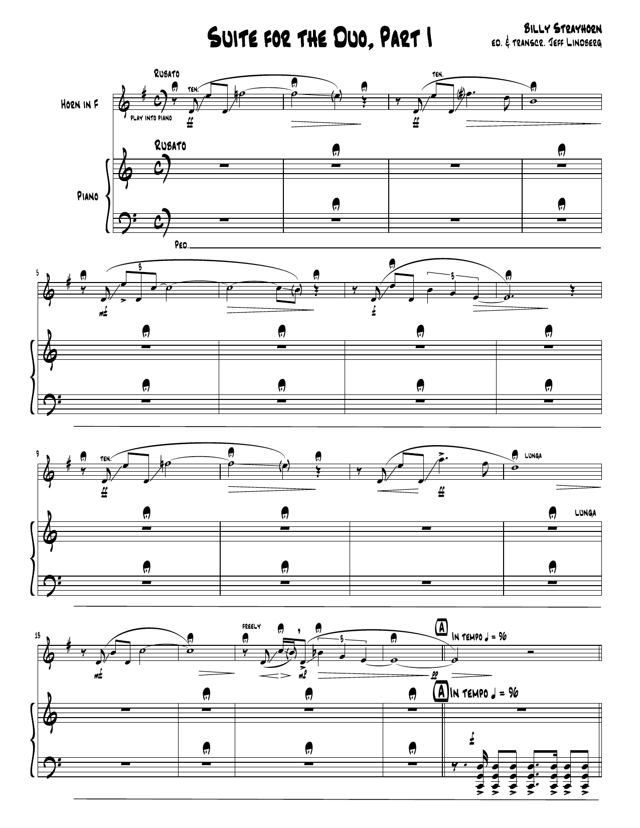 Billy Strayhorn Suite For The Duo (Parts 1-4) sheet music, chords, lyrics - Printable PDF for French Horn and Piano