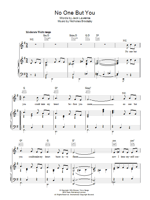 Learn to play Billy Eckstine No One But You sheet music for Piano, Vocal & Guitar (Right-Hand Melody) in minutes. Billy Eckstine No One But You sheet music preview music notes and score for Piano, Vocal & Guitar (Right-Hand Melody) including 3 page(s)