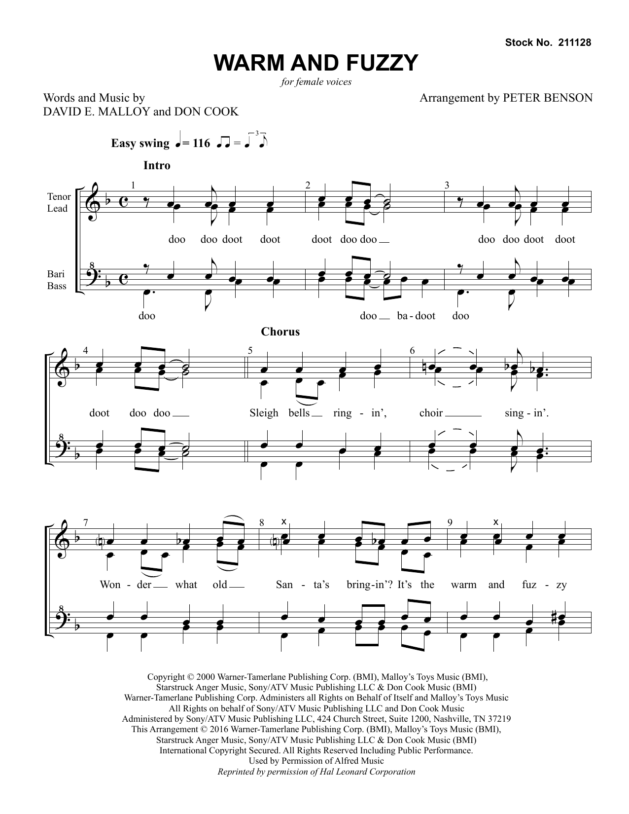 Learn to play Billy Gilman Warm and Fuzzy (arr. Peter Benson) sheet music for SSAA Choir in minutes. Billy Gilman Warm and Fuzzy (arr. Peter Benson) sheet music preview music notes and score for SSAA Choir including 4 page(s)