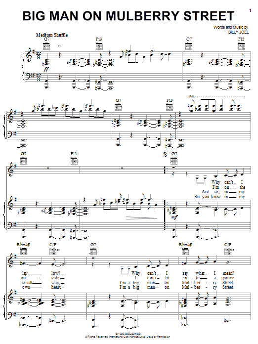 Learn to play Billy Joel Big Man On Mulberry Street sheet music for Piano, Vocal & Guitar (Right-Hand Melody) in minutes. Billy Joel Big Man On Mulberry Street sheet music notes and chords