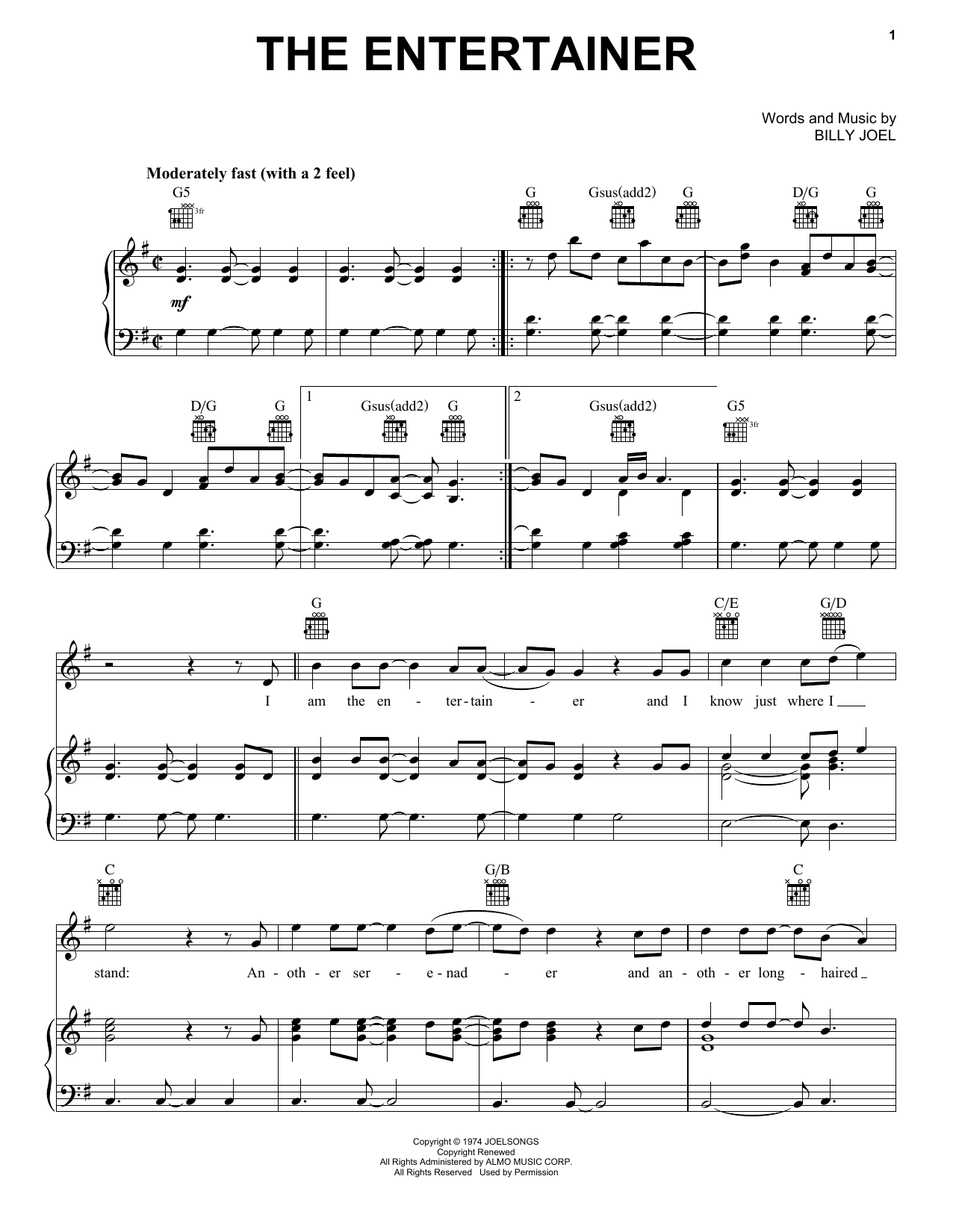 Learn to play Billy Joel The Entertainer sheet music for Lyrics & Chords in minutes. Billy Joel The Entertainer sheet music preview music notes and score for Lyrics & Chords including 3 page(s)